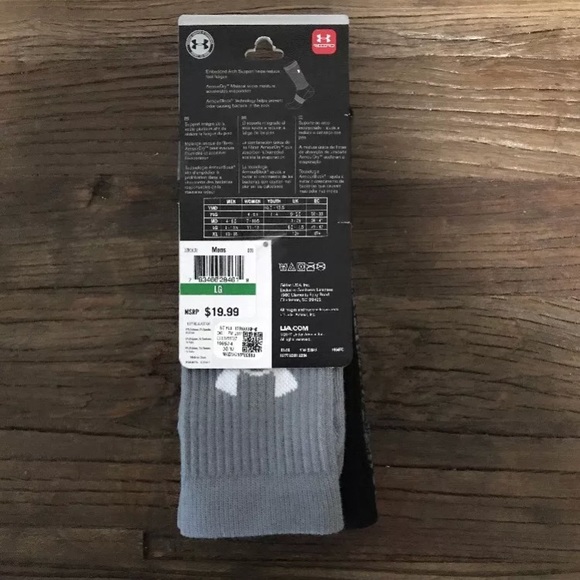 Under Armour Men’s UA Training Crew Socks 3 Pairs - Picture 4 of 5